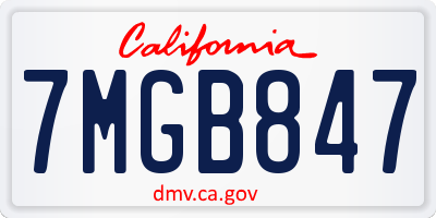 CA license plate 7MGB847