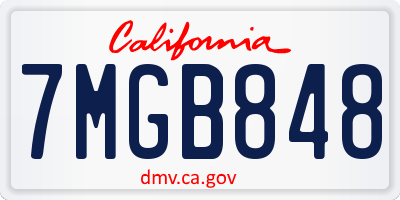 CA license plate 7MGB848