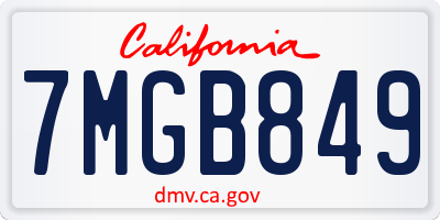 CA license plate 7MGB849