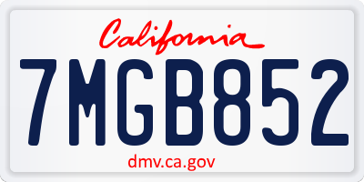 CA license plate 7MGB852