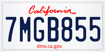 CA license plate 7MGB855