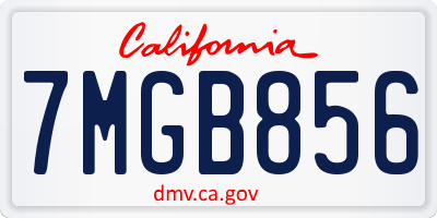 CA license plate 7MGB856