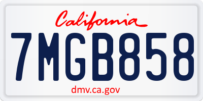 CA license plate 7MGB858