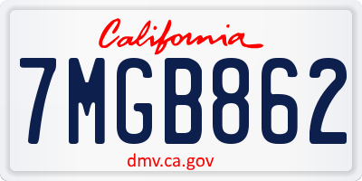 CA license plate 7MGB862