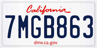 CA license plate 7MGB863