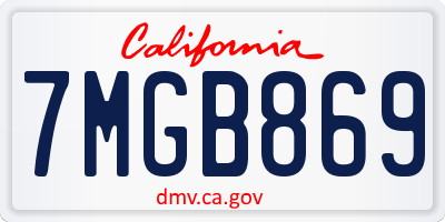 CA license plate 7MGB869