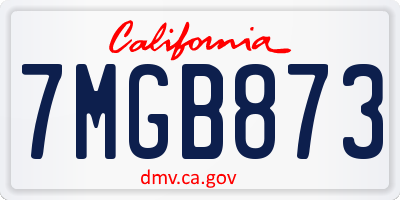 CA license plate 7MGB873