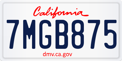CA license plate 7MGB875