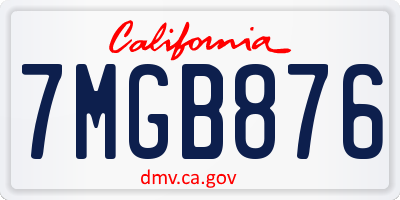 CA license plate 7MGB876