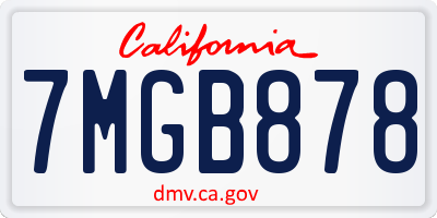 CA license plate 7MGB878