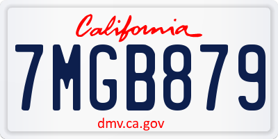 CA license plate 7MGB879