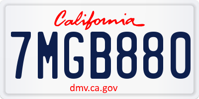 CA license plate 7MGB880