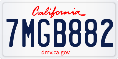 CA license plate 7MGB882