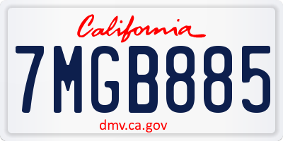 CA license plate 7MGB885