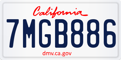 CA license plate 7MGB886