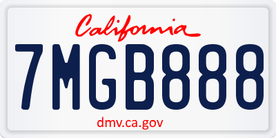 CA license plate 7MGB888