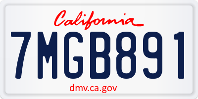 CA license plate 7MGB891