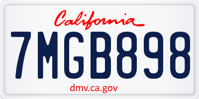 CA license plate 7MGB898