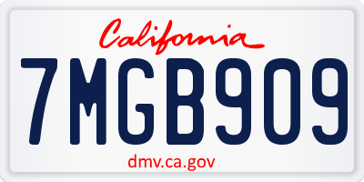CA license plate 7MGB909