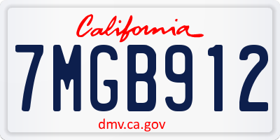 CA license plate 7MGB912