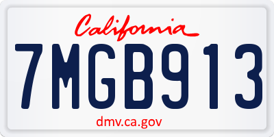 CA license plate 7MGB913