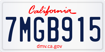 CA license plate 7MGB915