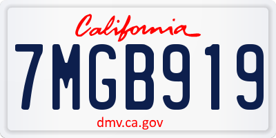 CA license plate 7MGB919