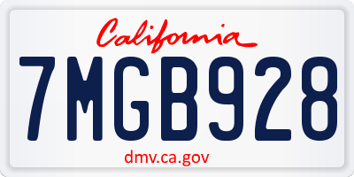 CA license plate 7MGB928