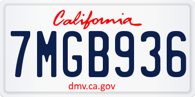 CA license plate 7MGB936