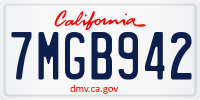 CA license plate 7MGB942