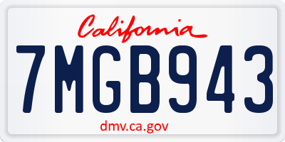 CA license plate 7MGB943