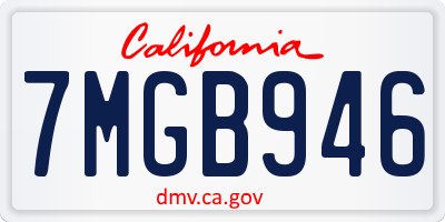 CA license plate 7MGB946