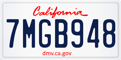CA license plate 7MGB948