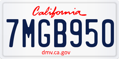 CA license plate 7MGB950