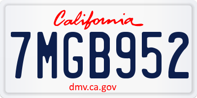 CA license plate 7MGB952