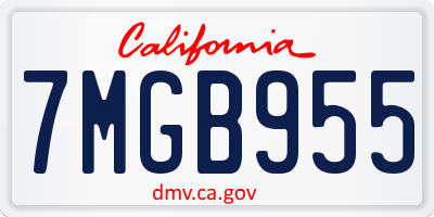 CA license plate 7MGB955