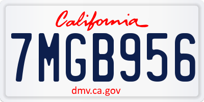 CA license plate 7MGB956