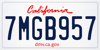 CA license plate 7MGB957