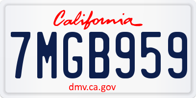 CA license plate 7MGB959