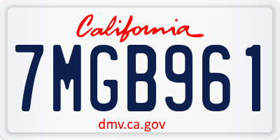 CA license plate 7MGB961
