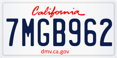 CA license plate 7MGB962