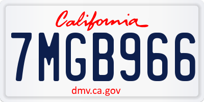 CA license plate 7MGB966