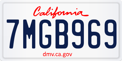 CA license plate 7MGB969