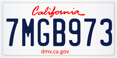 CA license plate 7MGB973