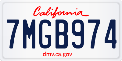 CA license plate 7MGB974