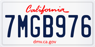 CA license plate 7MGB976