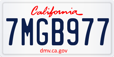 CA license plate 7MGB977