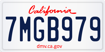 CA license plate 7MGB979