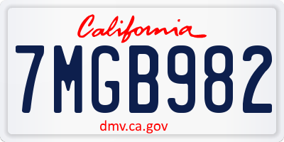 CA license plate 7MGB982