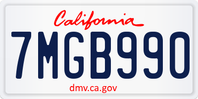 CA license plate 7MGB990